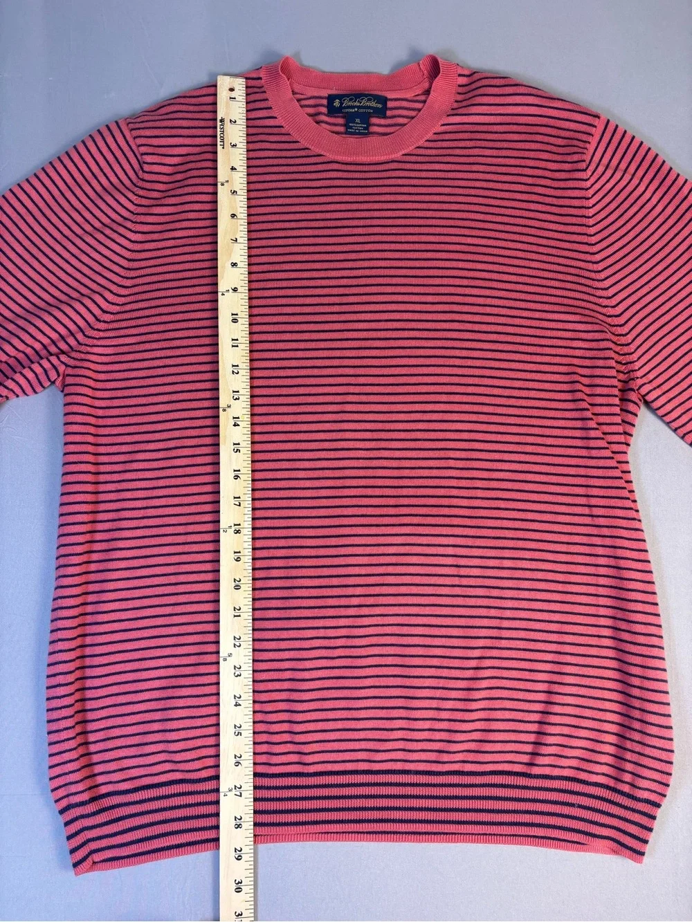 Brooks Brothers Red & Navy Striped Crewneck Sweater XL NWOT 100% Supima Cotton